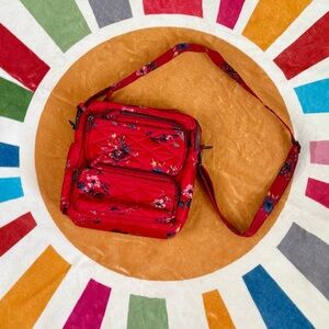 Lug Compass Bouquet Red Floral Crossbody Bag, NWOT